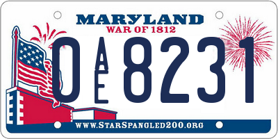 MD license plate 0AE8231