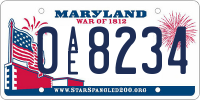 MD license plate 0AE8234