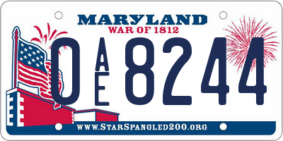 MD license plate 0AE8244
