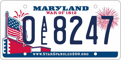 MD license plate 0AE8247