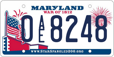 MD license plate 0AE8248