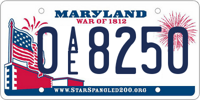 MD license plate 0AE8250