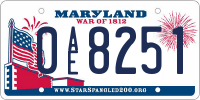 MD license plate 0AE8251