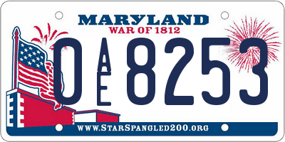MD license plate 0AE8253