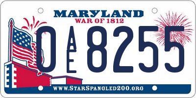 MD license plate 0AE8255