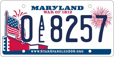 MD license plate 0AE8257