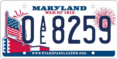 MD license plate 0AE8259