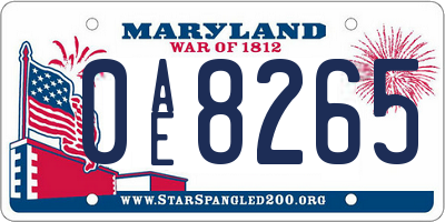 MD license plate 0AE8265