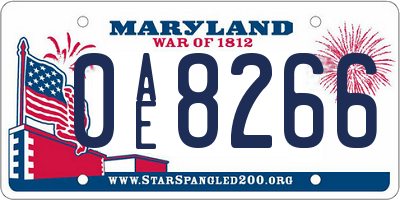 MD license plate 0AE8266