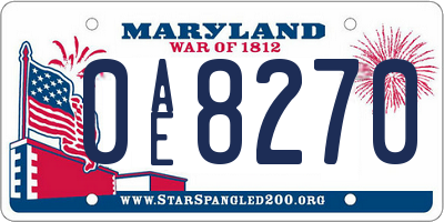 MD license plate 0AE8270