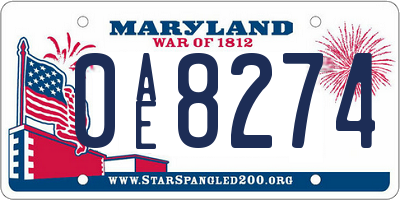 MD license plate 0AE8274