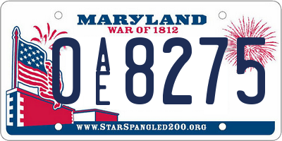 MD license plate 0AE8275