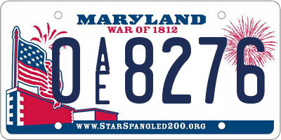 MD license plate 0AE8276