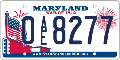 MD license plate 0AE8277