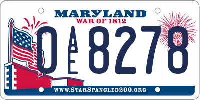 MD license plate 0AE8278