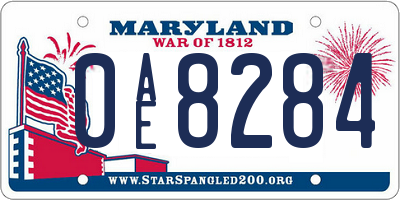 MD license plate 0AE8284