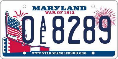 MD license plate 0AE8289
