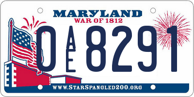 MD license plate 0AE8291