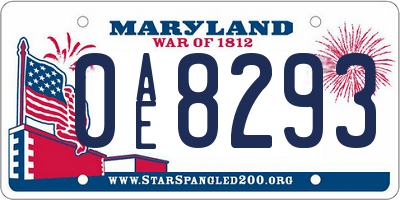 MD license plate 0AE8293
