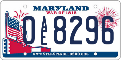 MD license plate 0AE8296