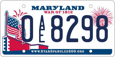 MD license plate 0AE8298