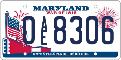 MD license plate 0AE8306
