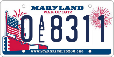 MD license plate 0AE8311