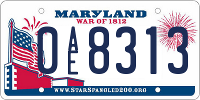 MD license plate 0AE8313