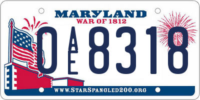 MD license plate 0AE8318