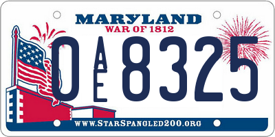 MD license plate 0AE8325