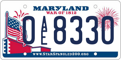 MD license plate 0AE8330