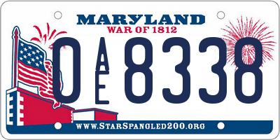 MD license plate 0AE8338