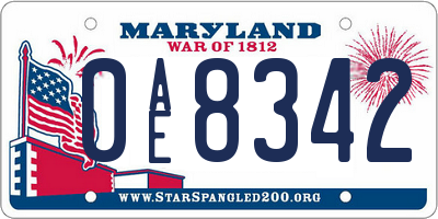 MD license plate 0AE8342