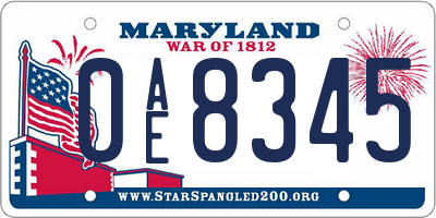 MD license plate 0AE8345