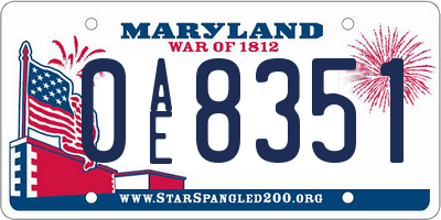 MD license plate 0AE8351
