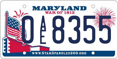 MD license plate 0AE8355