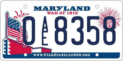 MD license plate 0AE8358