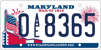 MD license plate 0AE8365