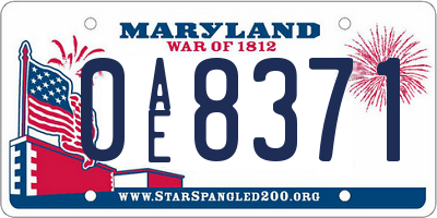 MD license plate 0AE8371