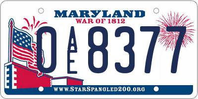 MD license plate 0AE8377