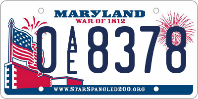 MD license plate 0AE8378