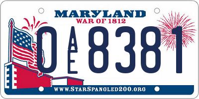 MD license plate 0AE8381