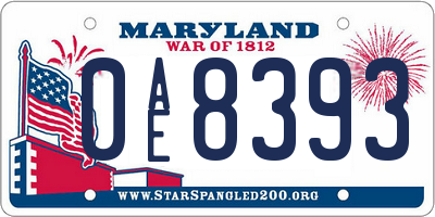 MD license plate 0AE8393