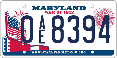 MD license plate 0AE8394