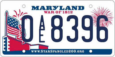 MD license plate 0AE8396