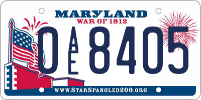 MD license plate 0AE8405