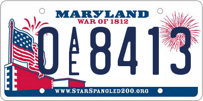 MD license plate 0AE8413