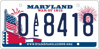 MD license plate 0AE8418
