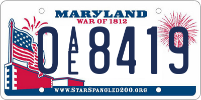 MD license plate 0AE8419
