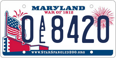 MD license plate 0AE8420